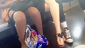 Candid crossed legs and thong sandal feet – FreePron.Org