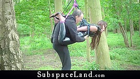 Damsel in latex and facemasked fully in outdoor bdsm – FreePron.Org